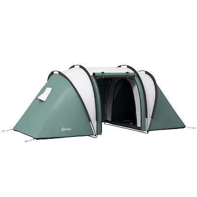 Outsunny 2 Bedroom Camping Tent With Living Area 3000mm Waterproof Green • £91.99