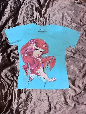 Disney Store Ariel Womens T-Shirt Large The Little Mermaid Aqua Green Short Slee • $18