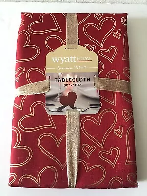 Wyatt Home Valentine's Day Luxurious Metallic Hearts  Tablecloth 60x104 New • $29.99