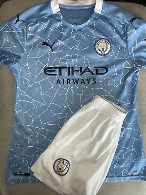 BOYS MAN CITY FOOTBALL SHIRT &SHORTS AGE 11/12YRS -146cm • £9