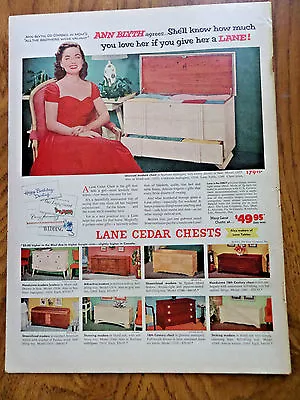 $3 • Buy 1953 Lane Cedar Hope Chests Ad  Movie Hollywood Star Ann Blyth
