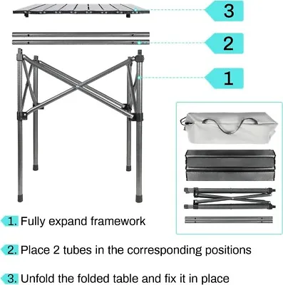 Kids Folding Camping Table Portable Folding Table And Chairs Aluminum Table Top • £29.99