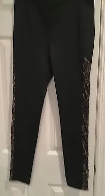 BCBG BLACK LEGGINGS With LACE INSERTS ON THE SIDES S M • £24.13