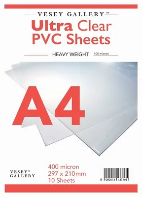 Clear Acetate PVC. 10 Sheets Heavy 400 Micron. A4 To A1 • £17.05