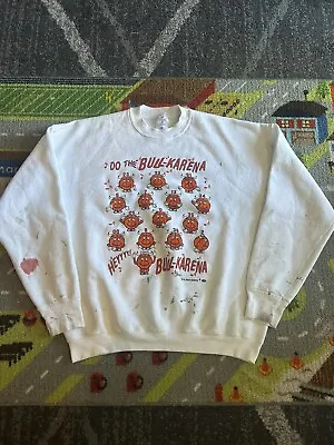 Vintage Chicago Bulls Nba 90s Logo Bull-karena White Sweatshirt Large • $24.90