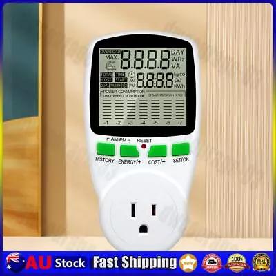 AC Power Meter Socket Max Working Current 16A 0.000KWh-9999KWh For Energy Saving • $17.54