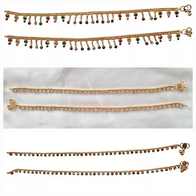 Indian Bollywood Style Traditional Gold Plated Payal Anklet Jewelry Set • $24