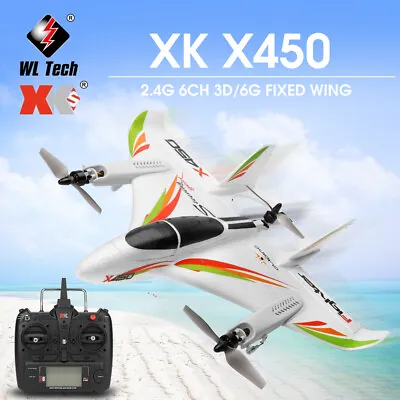 WLtoys XK X450 RC Airplane 2.4G 6CH RC Glider Fixed Wing Brushless RC Plane B2K6 • $135.96