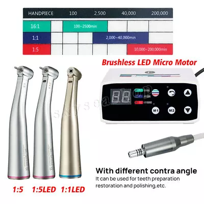 NSK Style Dental Brushless Electric LED Micro Motor/1:1/1:5 Increase Handpiece A • $95.90