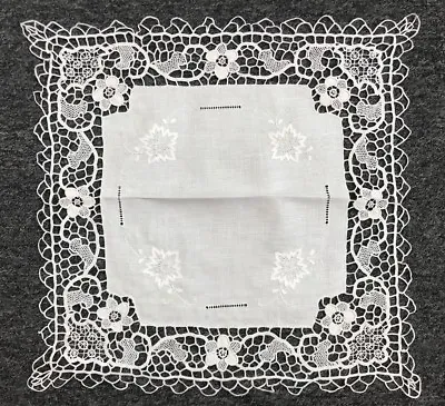 White Embroidered Handmade Tatting Lace Reticella Needle Crochet Doily Wedding • $21.99