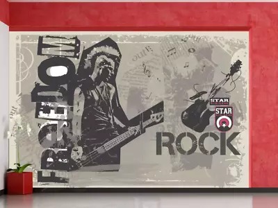 3D Rock Guitar KEP4427 Wallpaper Mural Self-adhesive Removable Sticker Kay • $392.99