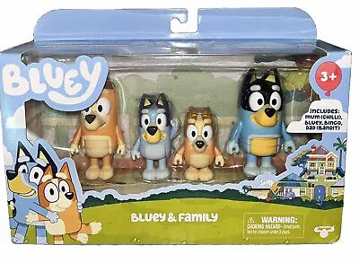 Bluey And Family Figure 4-Pack - Mum Dad Bluey Bingo In A Box - FAST SHIPPING • $19.99