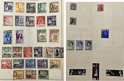 Early Malta Stamps Lot On Album Page (both Sides) Queen King Short Sets & More • $114.46