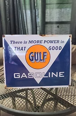 Good Gulf Gasoline Motor Oil Vintage Gas Pump Porcelain Sign • $0.99