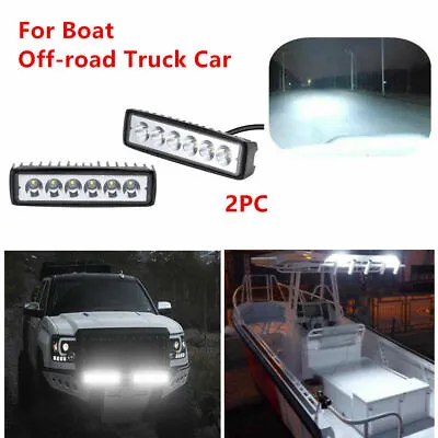 2x Black 12V Spreader LED Deck/Marine Lights For Boat Flood Light 18W Waterproof • $18.99
