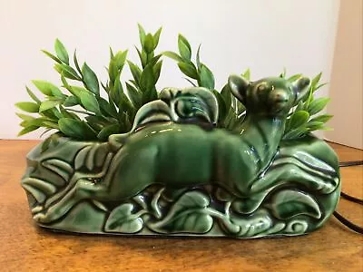 Vtg MCM Green Deer Tv Lamp Planter Excellent Condition WORKS 10” X 5” • $48