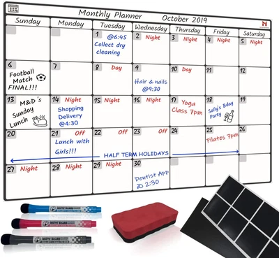 £17.98 • Buy Magnetic Calendar Monthly Planner Whiteboard, Fridge, Wall Or Cupboard Mounting