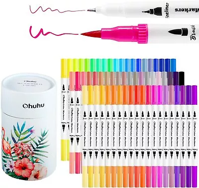 Dual Tips Art Markers Pen Coloring Brush Fineliner Color Pens 60 Colors Of • $45.68