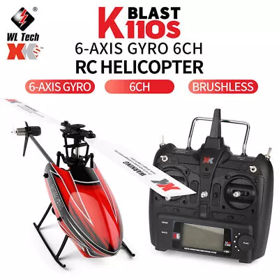 Wltoys XK K110S 6CH 3D 6G System Single Paddle Brushless RC Helicopter Aircraft • $219.98
