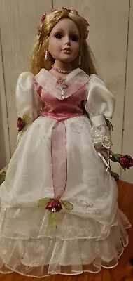 Homeart Bisque Porcelain Doll Victorian Style  Rosa  40cm/15  W/stand • $24