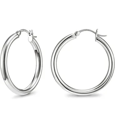 925 Sterling Silver Small 35MM Hoop Earrings Men Women Children • $11.99