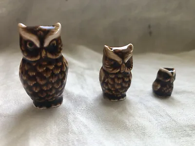 Vintage Lot Of 3 Miniature Ceramic Japan Owl Family Figurines  • $9.99