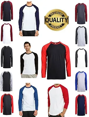 Men Baseball Cotton Long Sleeve T-Shirt Soft Breathable Raglan Jersey Size S-3XL • $12.91