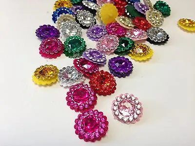 50 X 15mm Fabric Acrylic Gems Embellishment DIY Card Making Stick On Craft  • £4.99
