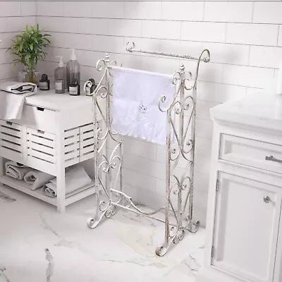 Shabby Retro Towel Rack 2 Tier Towel Holder Rail Rack Bathroom Garden Decoration • $99.99