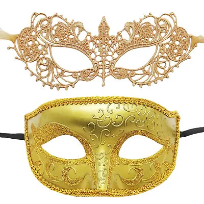 Couple Masquerade Masks Plastic Venetian Party Women Men Mask Halloween Costume • $10.48