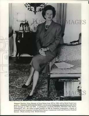 1991 Press Photo Margaret Thatcher On  Talking With David Frost  On PBS. • $16.99