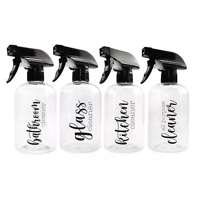 16oz Plastic Prelabeled Cleaner Spray Bottles Set Of 4 • $10.99