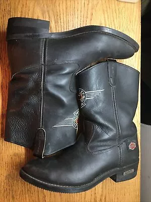 Vintage Harley Davidson Engineer Motorcycle Black Boots Men’s Size 11 • $95