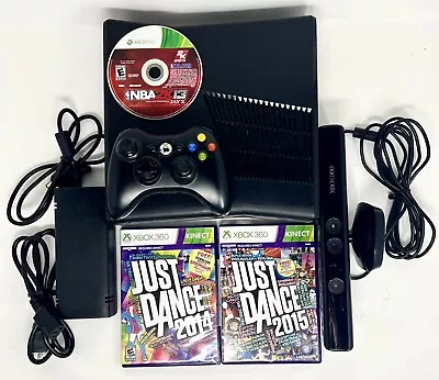 XBOX 360 250GB Slim Bundle KINECT Just Dance 2014 2015 & NBA 2K13 100% WORKING • $125