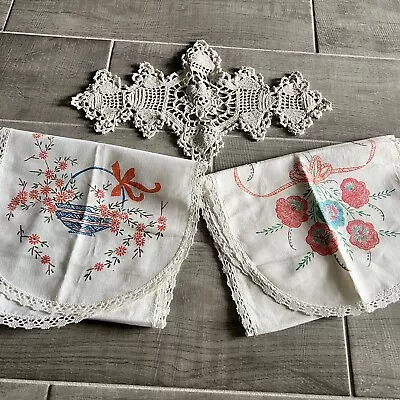 Lot Of 3 Table Linens Runners Vintage Handmade Cottagecore Delicate  • $12.99