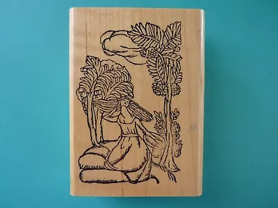 Woman Sitting Among Leafy Trees SILVER CROW CREATIONS Rubber Stamp • $11.99