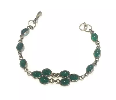 Vintage Artisan Emerald Green  Bracelet  8  • $5.35