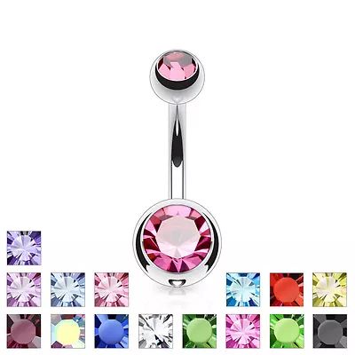 (1pc) Basic Belly Ring With Cz Surgical Steel (14g 5/8mm Balls 10mm Barbell) • $3.99