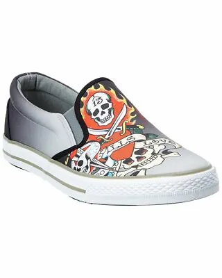 Ed Hardy Thorn Low Top Men's Black Canvas Slip On Lifestyle Sneakers Shoes • $59.99