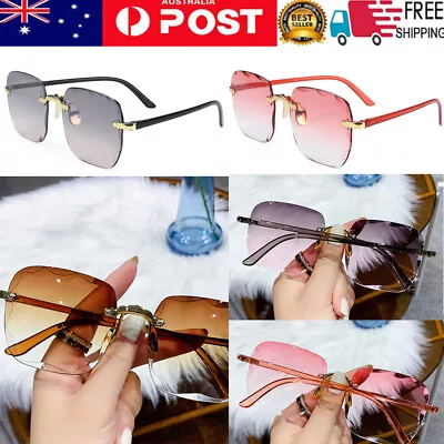 Retro Rectangle Rimless Women Vintage Sunglasses Sun Glasses Gradient Glasses • $9.59