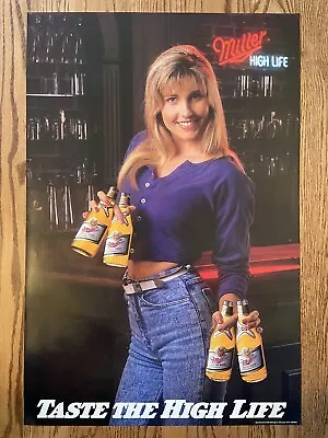 Miller High Life Beer Poster Sign Sexy Blonde Babe Taste The High Life NOS • $11.97