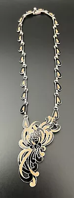 Vintage Margot De Taxco Mexican 925 Silver Enamel Chrysanthemum Necklace No.5685 • $1495