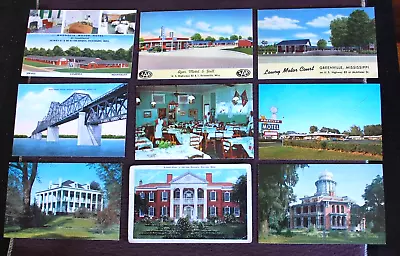 Vicksburg Natchez Greenville Lot Of 14 Vintage Postcards - Motels 3 Linen • $5