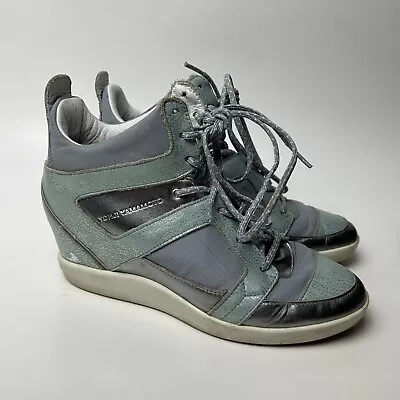 Y3 Yohji Yamamoto Wedge Heel Sneaker Shoe Silver Gray Women's Sz 9 / 40 • £38.11