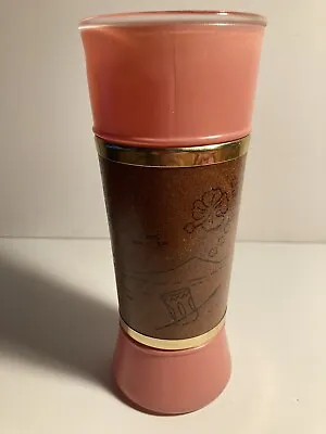 VINTAGE MCM SIESTA WARE TIKI BAR FROSTED PINK GLASS WOOD WRAP 1960s • $13