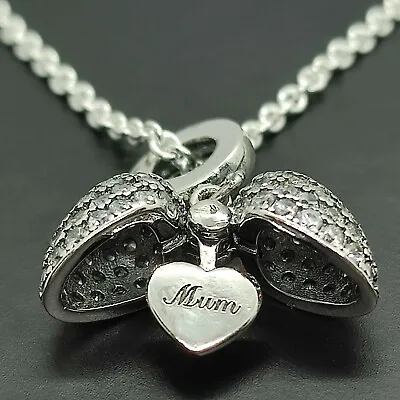 Mum I Love You Heart Necklace. Pendant Sterling Silver Mum Mummy Mother Gift • £24.95