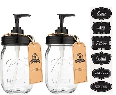 Jarmazing Products Mason Jar Soap Dispensers - Plastic - Black - 2 Pack • $21.95