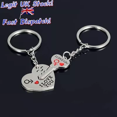 I Love You Romantic Valentines Day Silver Keyring Keychain Heart & Key Set • £3.49