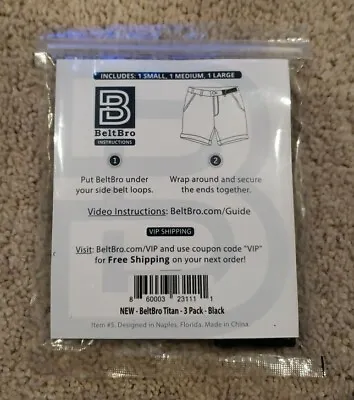 BeltBro Titan 3 Pack Black For Men Buckle-Free Elastic Belt Sz Small Med Large • $25