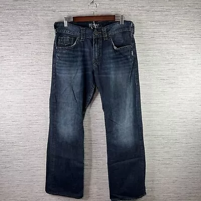Silver Jeans Mens 34x34 Zac Bootcut Dark Wash Denim Flap Pocket Y2K Embroidered • $38.88
